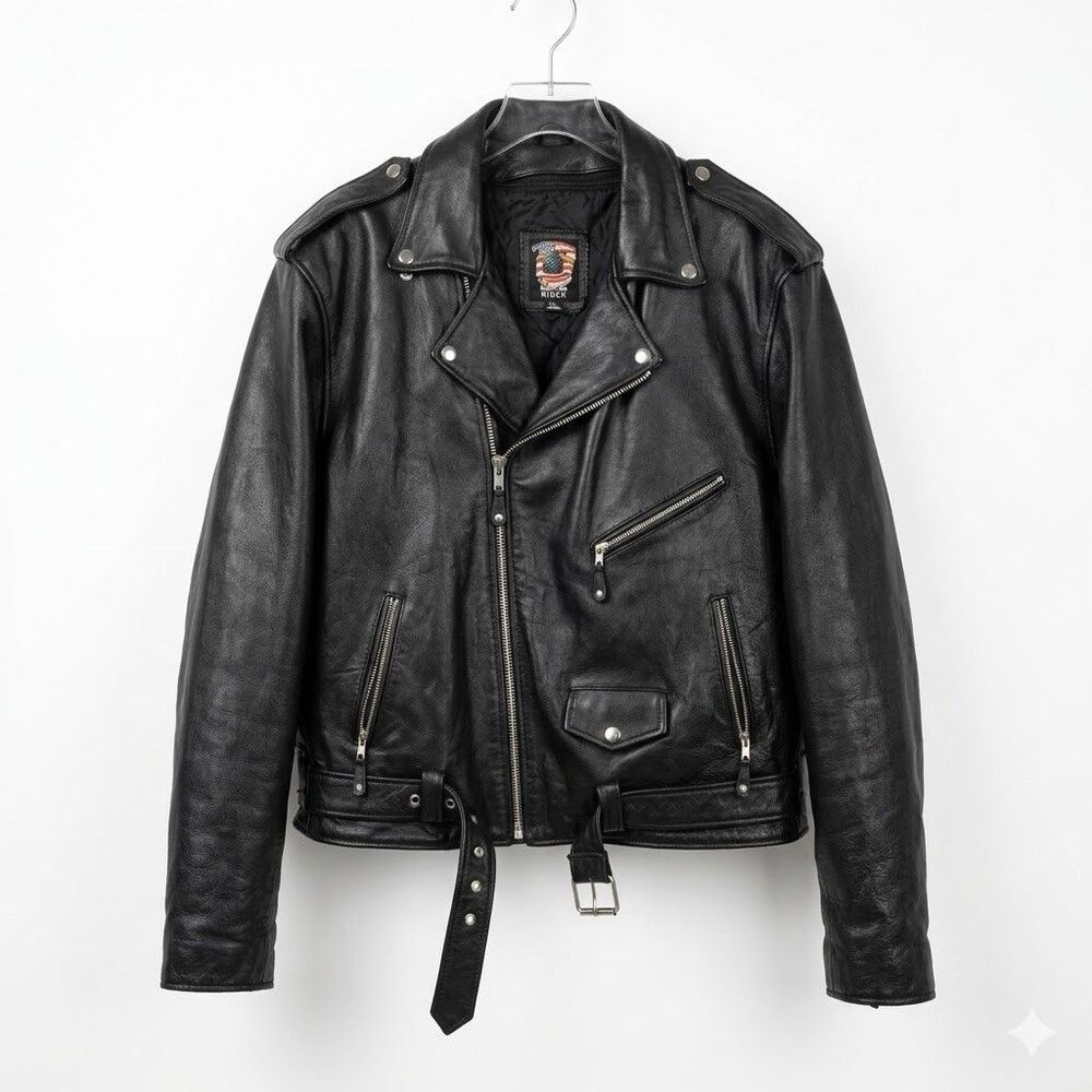 American Rider 3XL Heavyweight Genuine Leather Biker Motorcycle Jacket 50" Chest